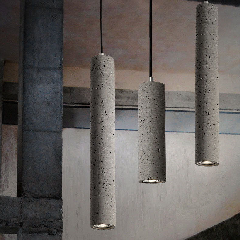 Concrete Cylinder Pendant Light - Minimalist Industrial Hanging Lamp - Image 3
