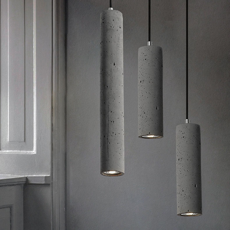 Concrete Cylinder Pendant Light - Minimalist Industrial Hanging Lamp - Image 5