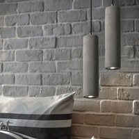 Concrete Cylinder Pendant Light - Minimalist Industrial Hanging Lamp