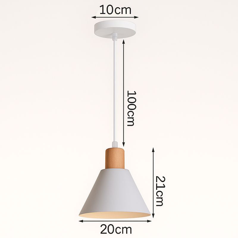 Cone Pendant Light - Modern Wood and Iron Hanging Lamp - Single Light - Image 4