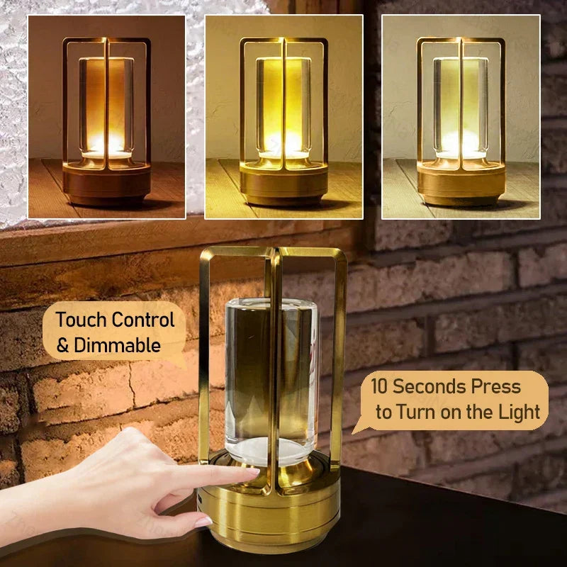 Cordless Metal Nordic LED Table Lamp with Touch Dimming