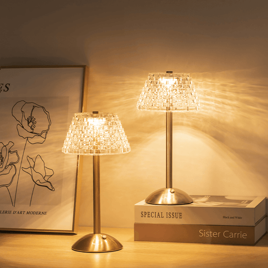 Cordless Table Lamp - Crystal Glass - Touch Control - Hotel Chique Style - Image 1