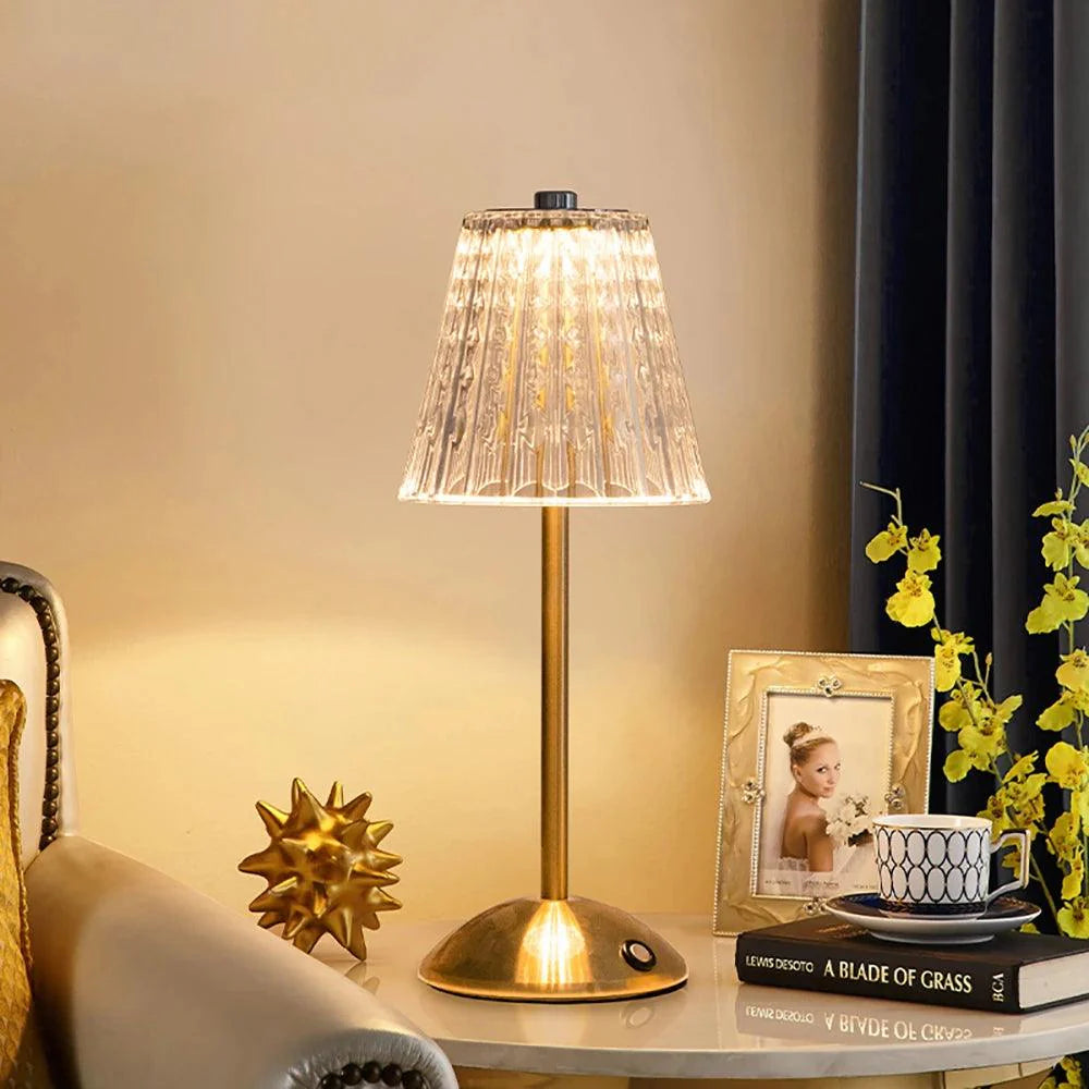 Cordless Table Lamp - Crystal Glass - Touch Control - Hotel Chique Style - Image 3