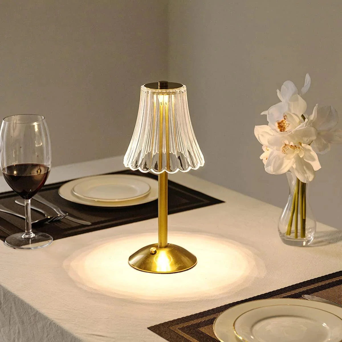 Cordless Table Lamp - Crystal Glass - Touch Control - Hotel Chique Style - Image 5