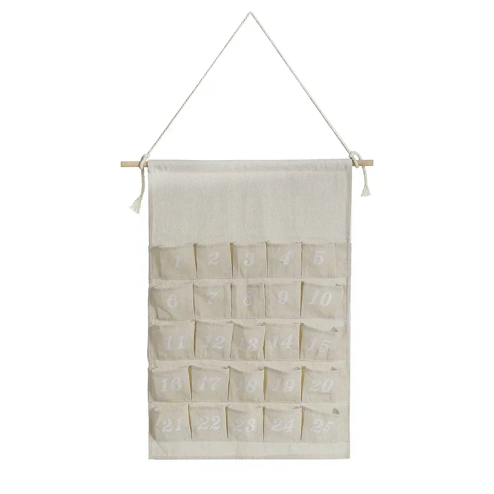 Cotton Advent Calendar with 24 Pockets – Sustainable and Reusable Christmas Decoration