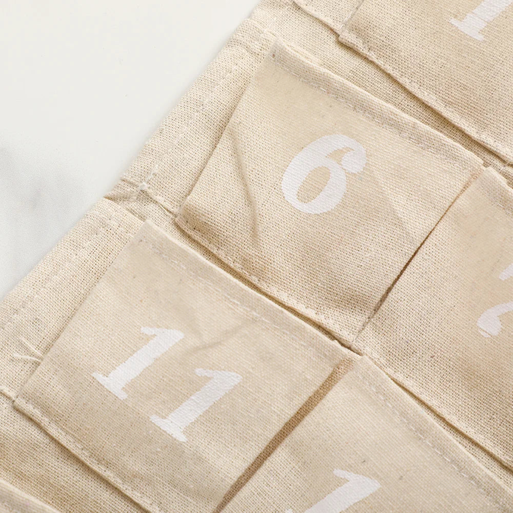 Cotton Advent Calendar with 24 Pockets – Sustainable and Reusable Christmas Decoration