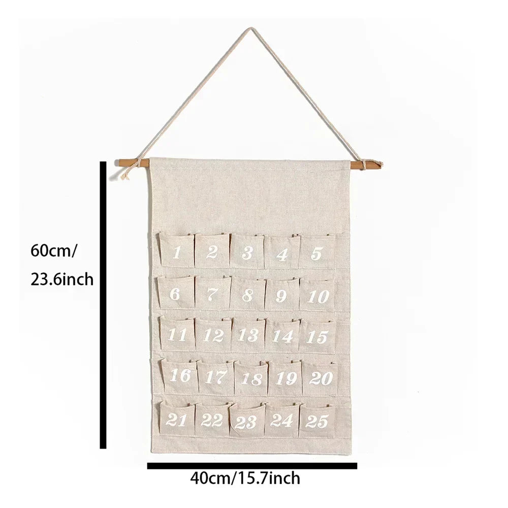 Cotton Advent Calendar with 24 Pockets – Sustainable and Reusable Christmas Decoration
