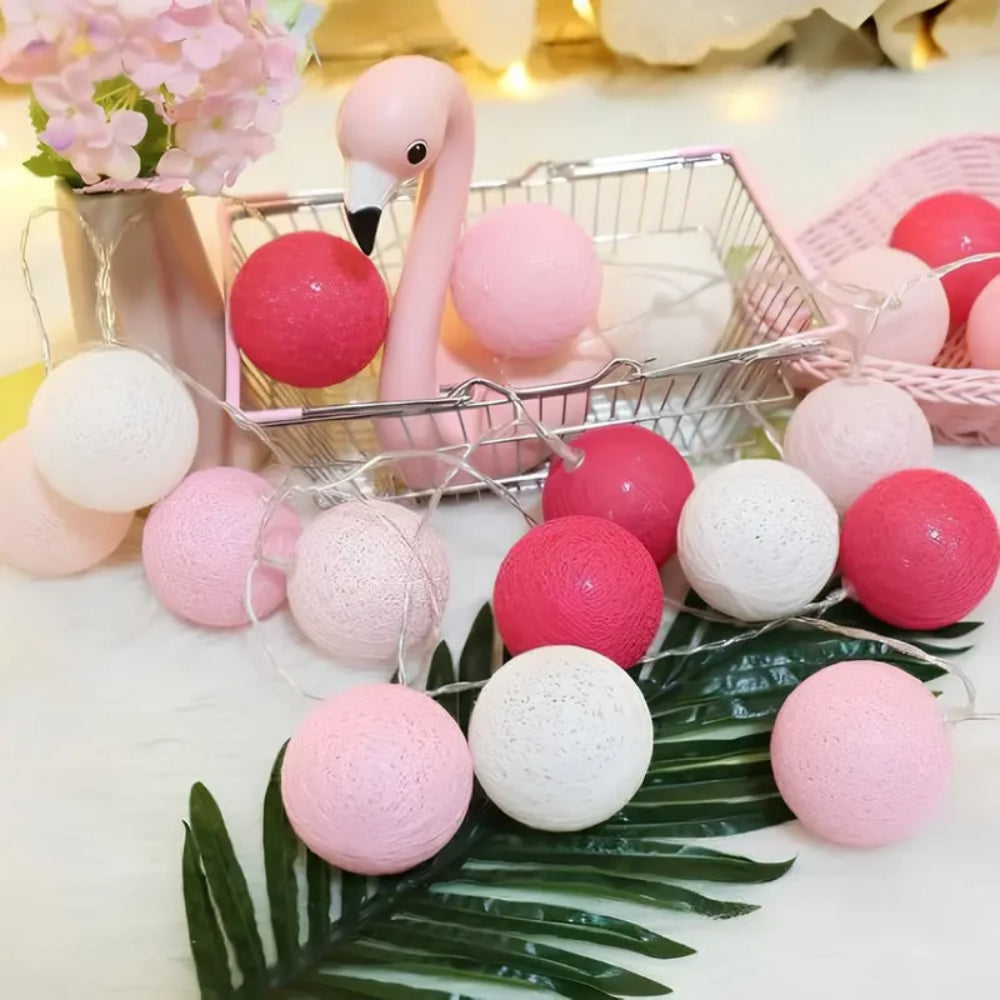 Cotton Ball String Lights Garland - Decorative LED Ambient Lighting - Image 1