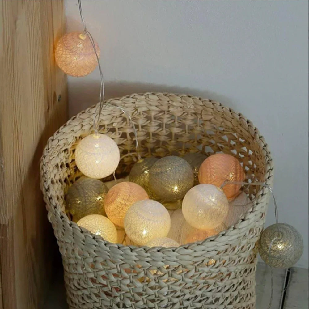 Cotton Ball String Lights Garland - Decorative LED Ambient Lighting - Image 10