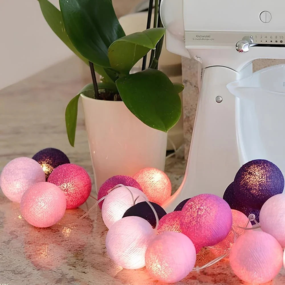 Cotton Ball String Lights Garland - Decorative LED Ambient Lighting - Image 11