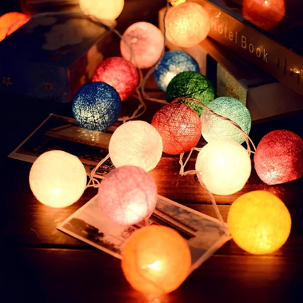 Cotton Ball String Lights Garland - Decorative LED Ambient Lighting - Image 4