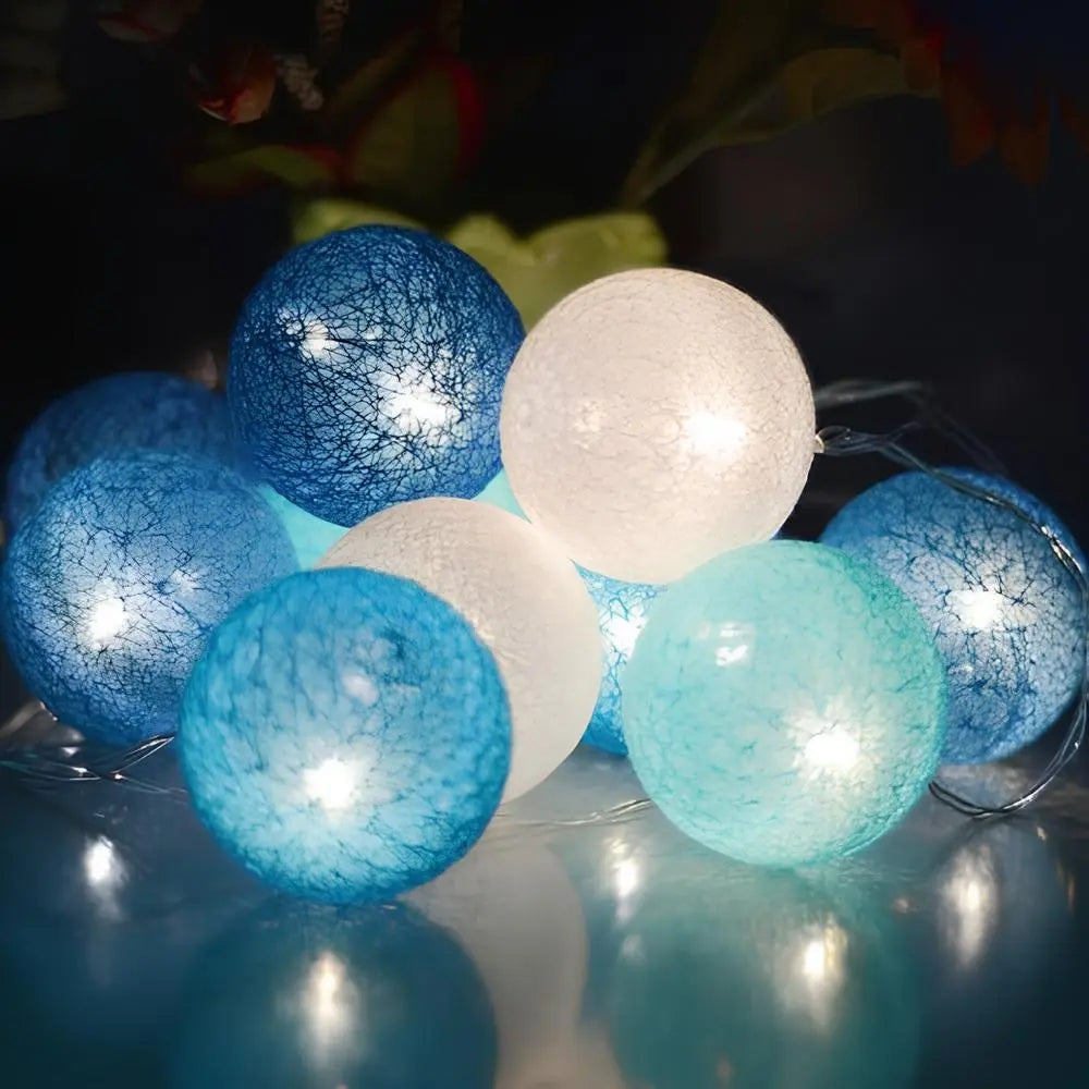 Cotton Ball String Lights Garland - Decorative LED Ambient Lighting - Image 6