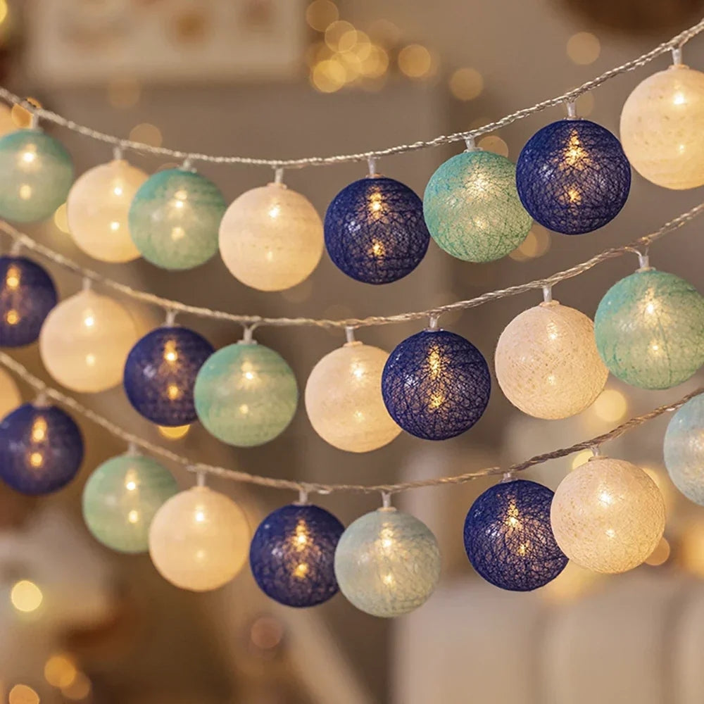 Cotton Ball String Lights Garland - Decorative LED Ambient Lighting - Image 7