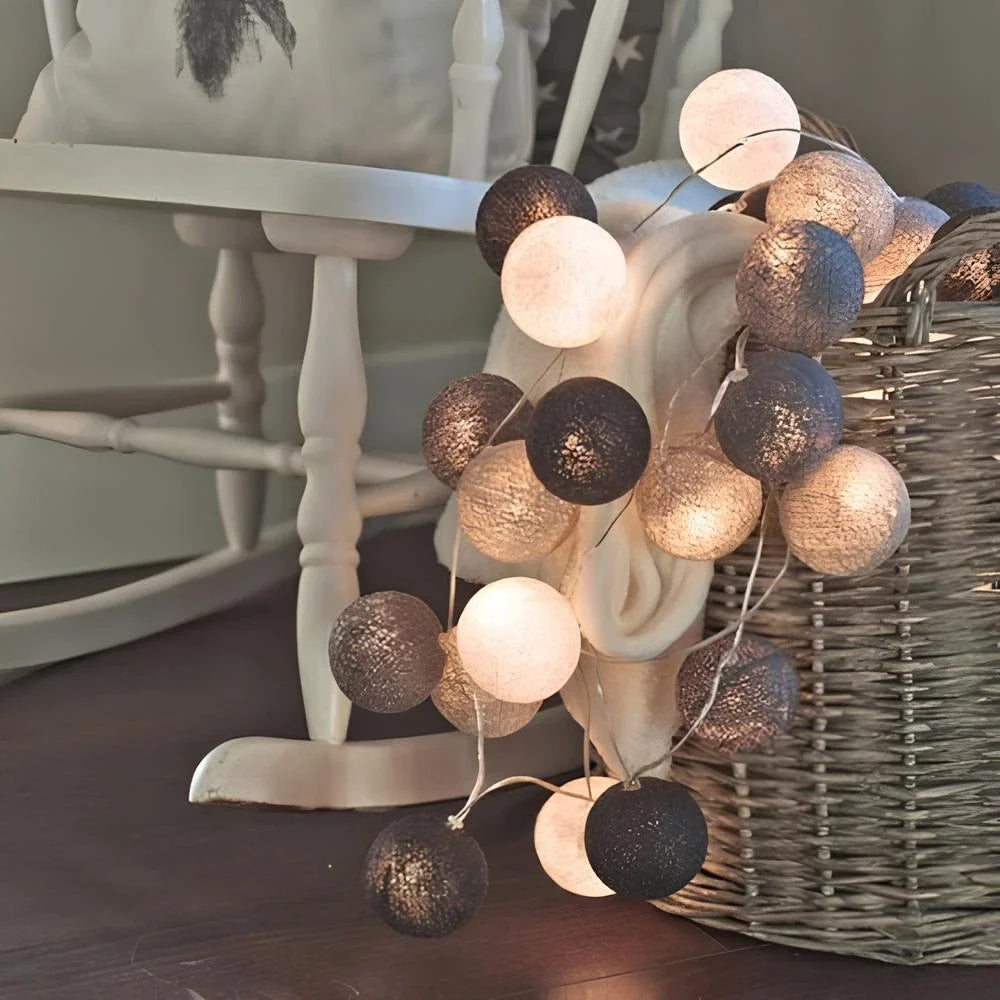 Cotton Ball String Lights Garland - Decorative LED Ambient Lighting - Image 9