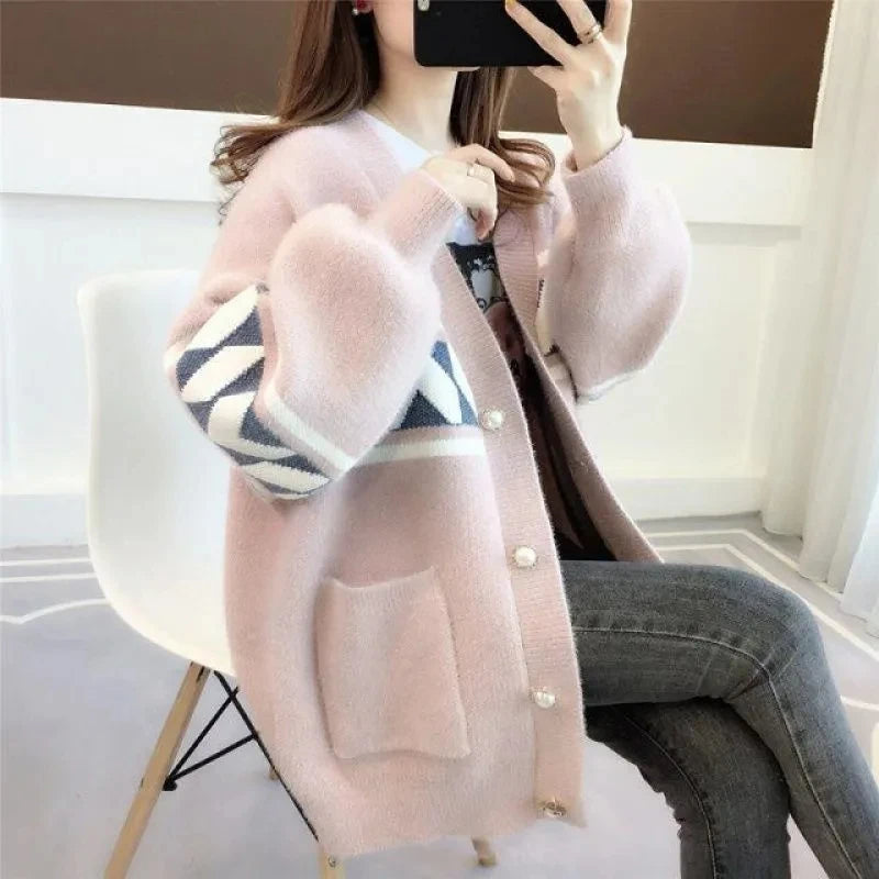 Cozy knitted plus-size sweater