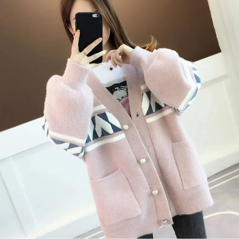 Cozy knitted plus-size sweater