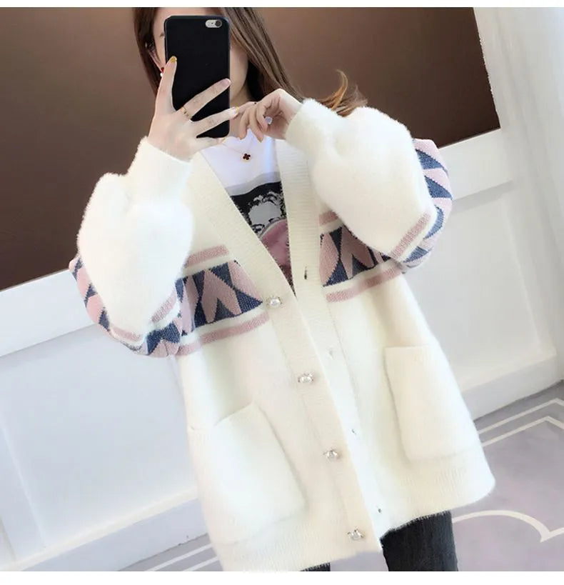 Cozy knitted plus-size sweater