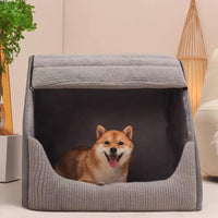 Cozy Tech Fabric Dog Bed - Enclosed Pet Den for Medium to Large Dogs - Removable Washable Cover