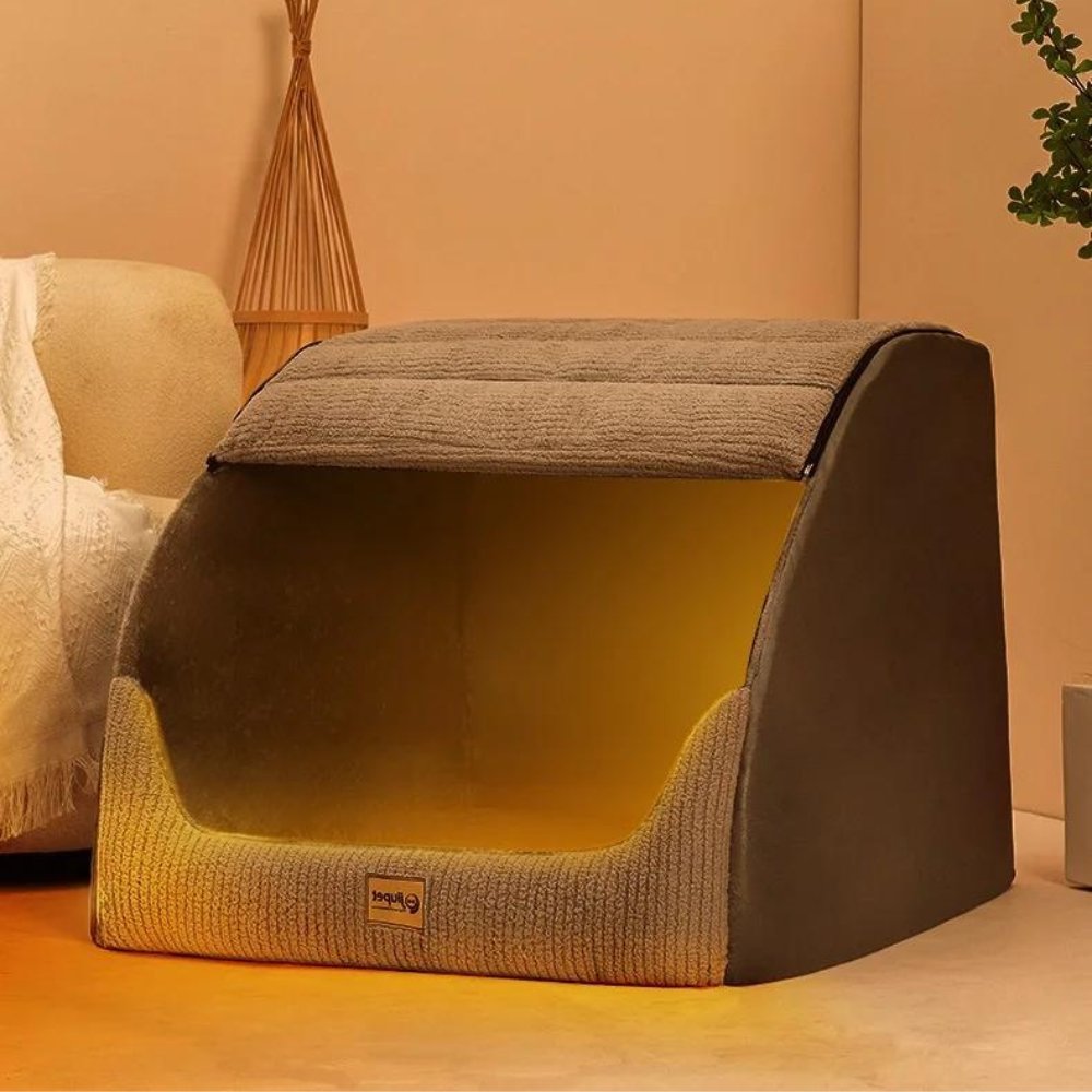 Cozy Tech Fabric Dog Bed - Enclosed Pet Den for Medium to Large Dogs - Removable Washable Cover - Image 2