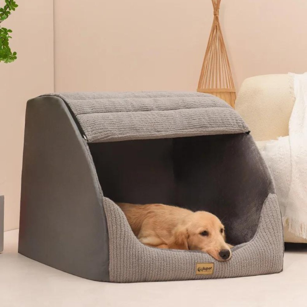 Cozy Tech Fabric Dog Bed - Enclosed Pet Den for Medium to Large Dogs - Removable Washable Cover - Image 3