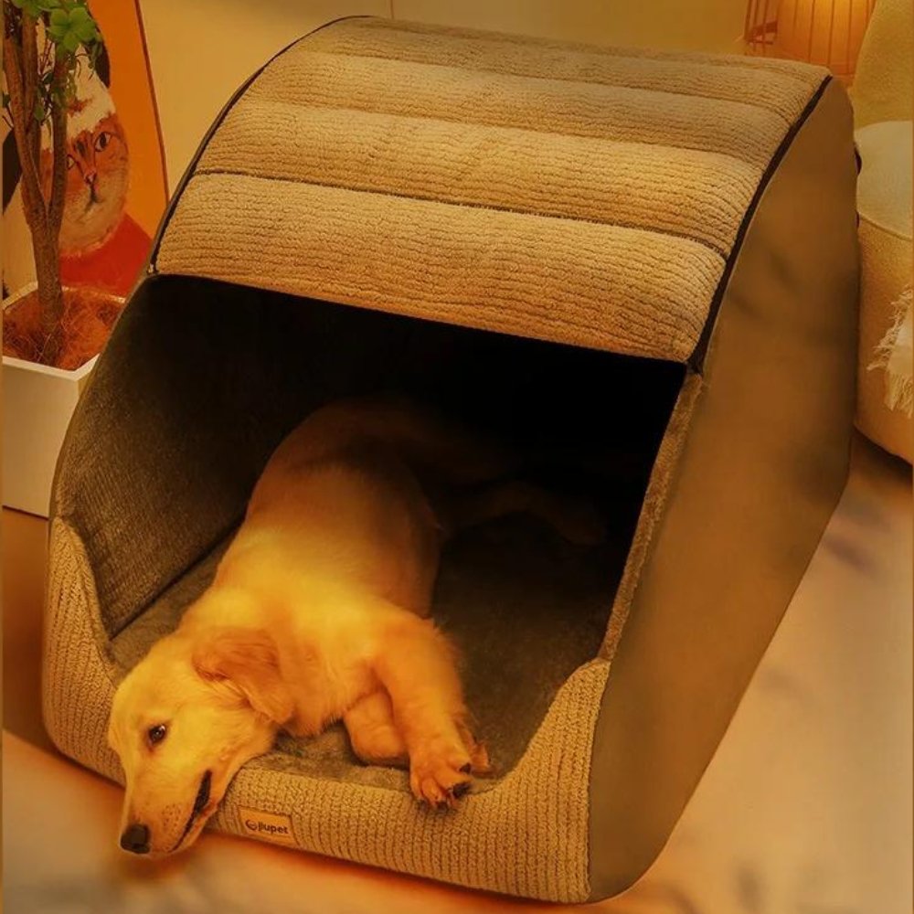 Cozy Tech Fabric Dog Bed - Enclosed Pet Den for Medium to Large Dogs - Removable Washable Cover - Image 4