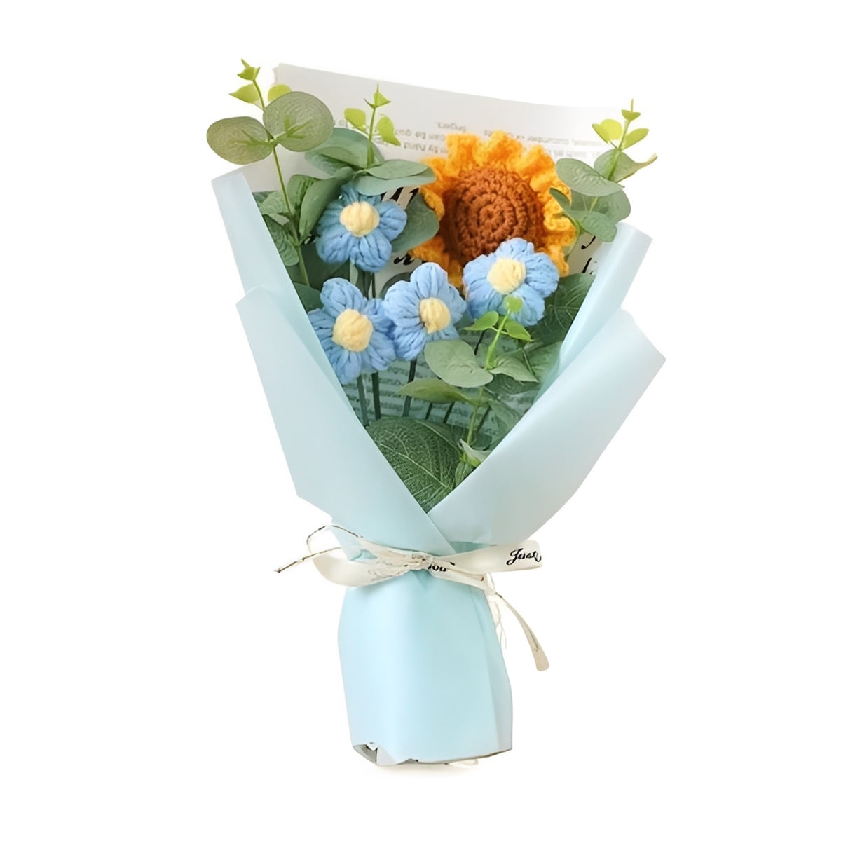 Crochet Floral Bouquet with Sunflowers and Daisies for Anniversaries and Celebrations