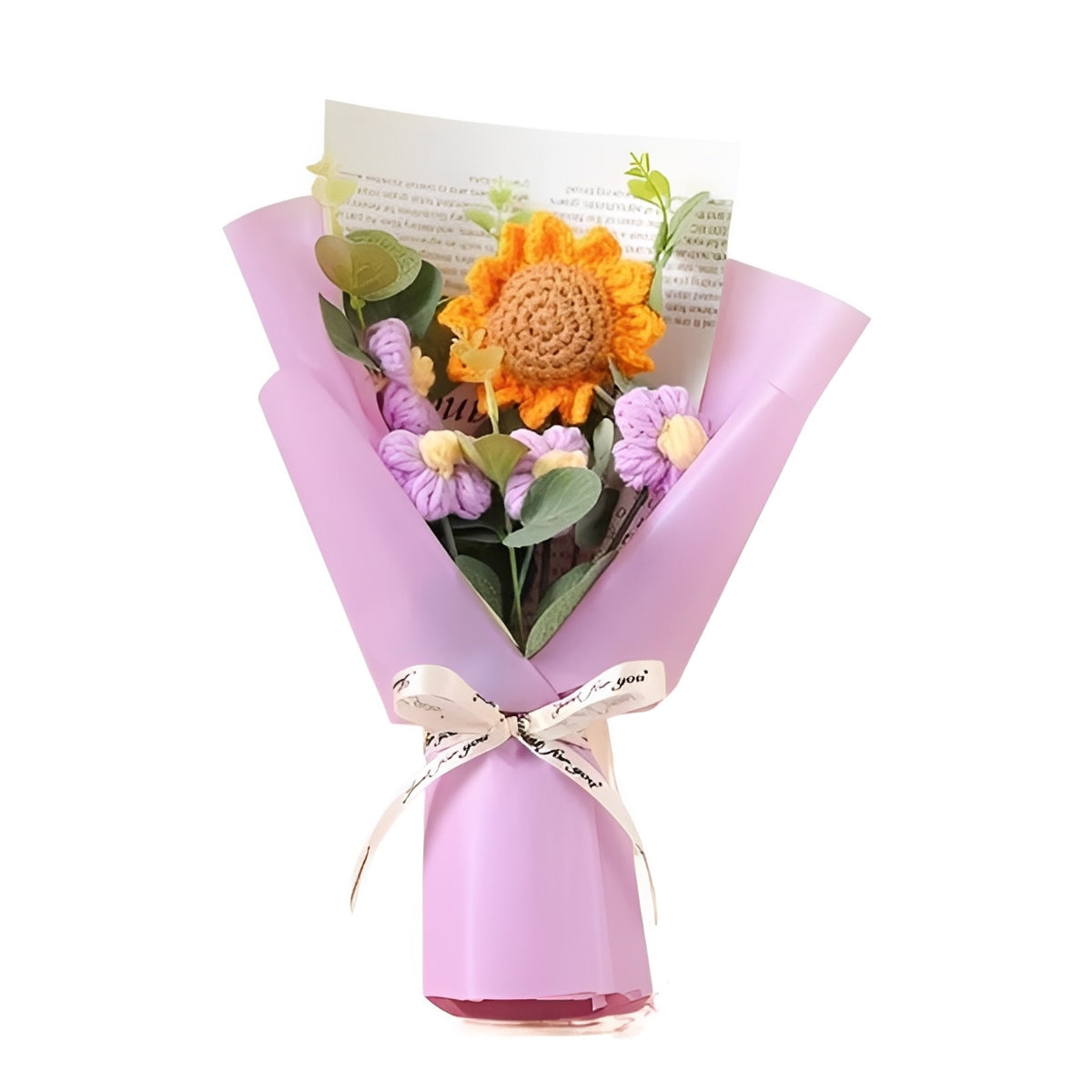 Crochet Floral Bouquet with Sunflowers and Daisies for Anniversaries and Celebrations
