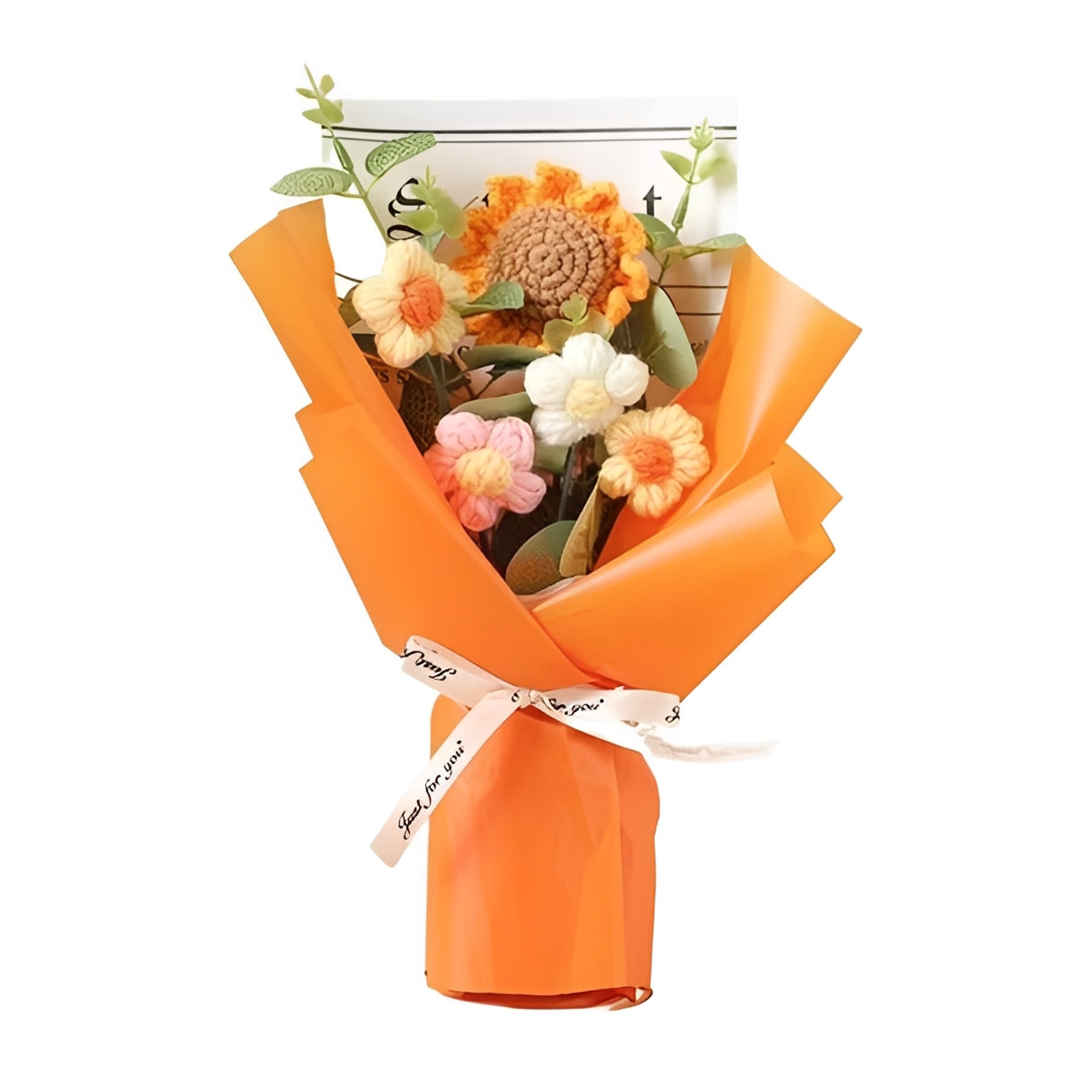 Crochet Floral Bouquet with Sunflowers and Daisies for Anniversaries and Celebrations