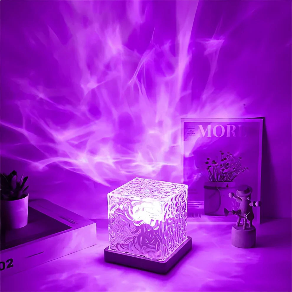 Crystal Cube Projector Lamp - Dynamic Night Light - Modern Table Lamp - Image 3