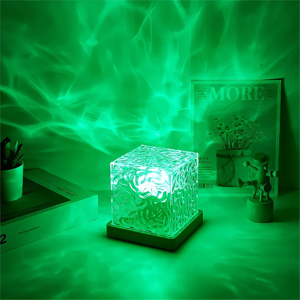 Crystal Cube Projector Lamp - Dynamic Night Light - Modern Table Lamp - Image 4