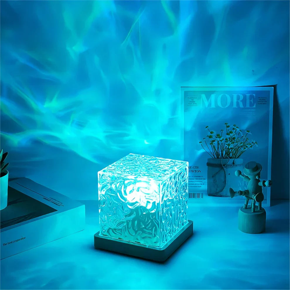 Crystal Cube Projector Lamp - Dynamic Night Light - Modern Table Lamp - Image 5