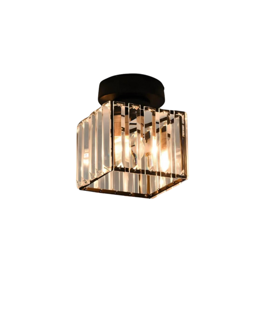 Crystal Glass Ceiling Light - Modern Square Fixture - Stylish Entryway Lighting - Image 1