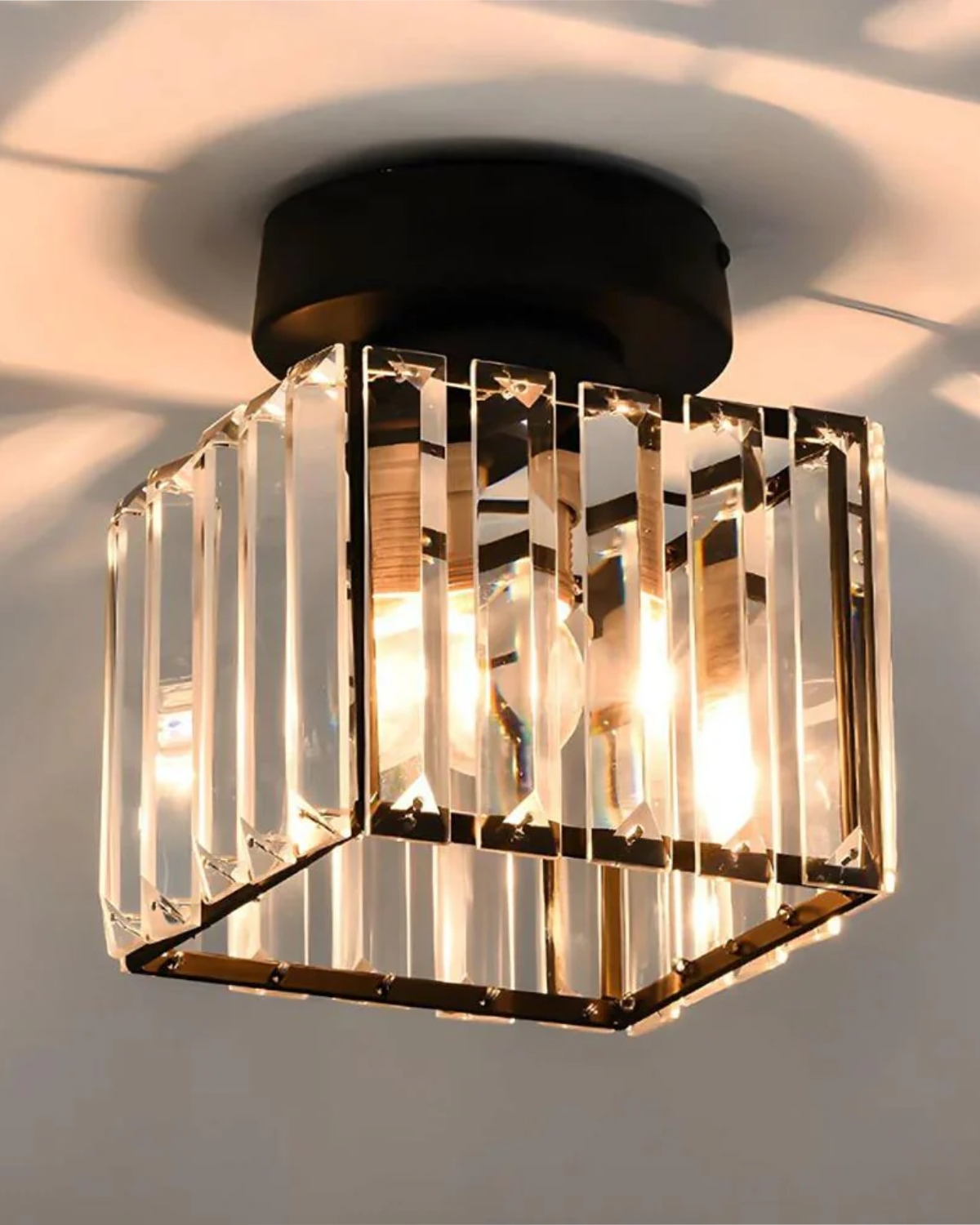Crystal Glass Ceiling Light - Modern Square Fixture - Stylish Entryway Lighting - Image 2