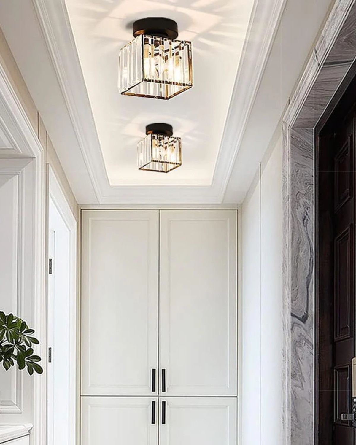 Crystal Glass Ceiling Light - Modern Square Fixture - Stylish Entryway Lighting - Image 3