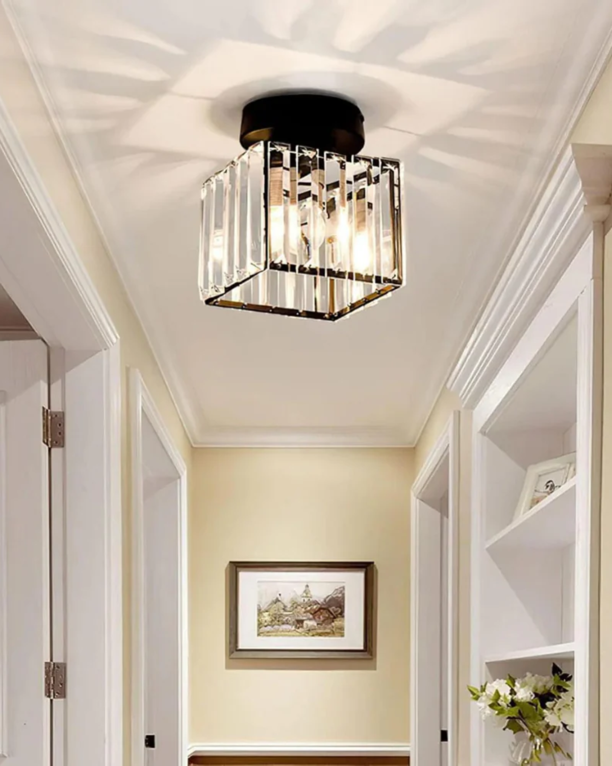 Crystal Glass Ceiling Light - Modern Square Fixture - Stylish Entryway Lighting - Image 4