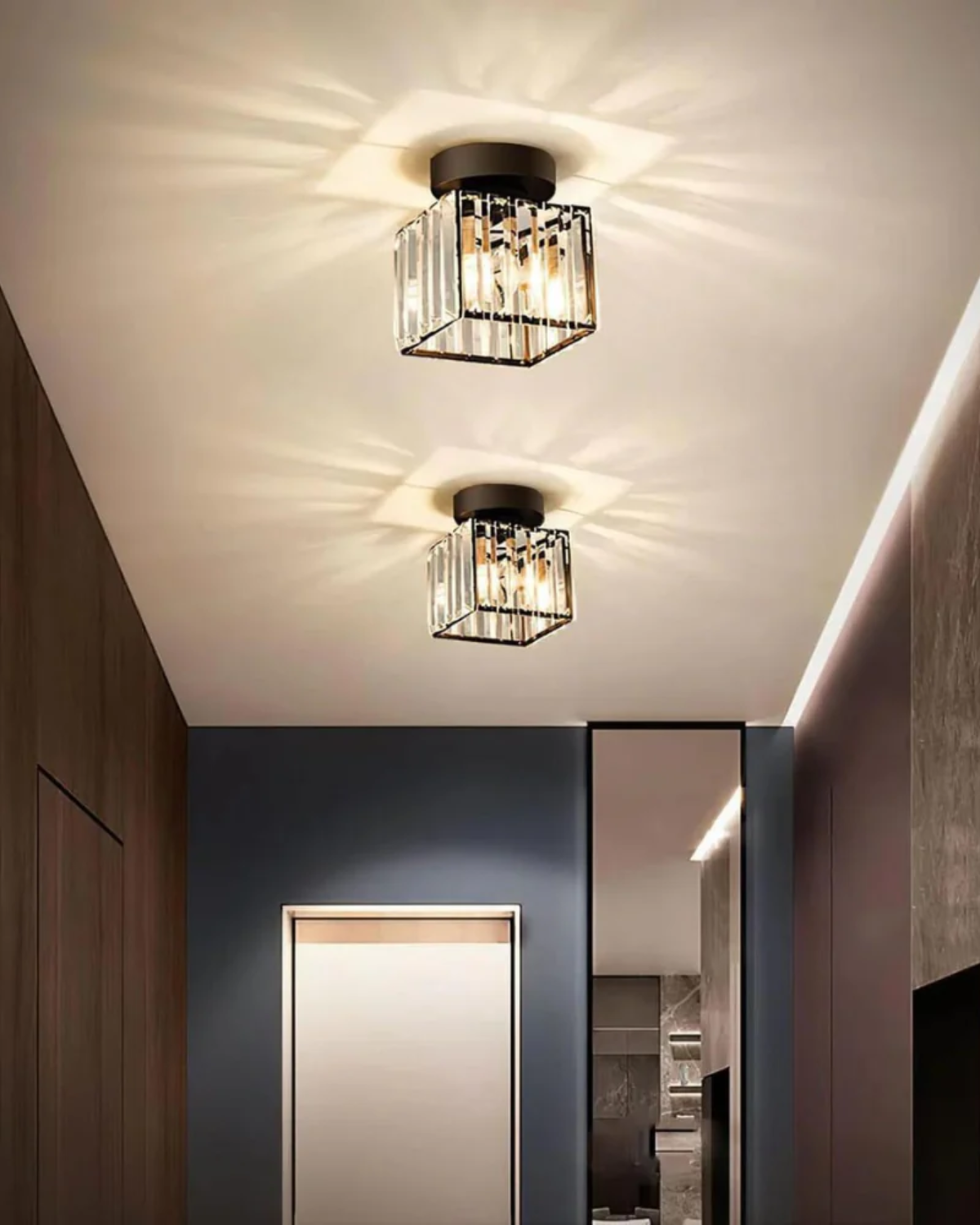 Crystal Glass Ceiling Light - Modern Square Fixture - Stylish Entryway Lighting - Image 5
