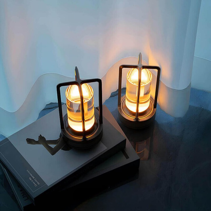 Crystal Glass Table Lamp - Wireless - Portable Accent Light - Modern Bedside Lamp - Image 2
