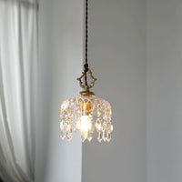 Crystal Pendant Light - Elegant Glass Chandelier - Stylish Floral Ceiling Light Fixture