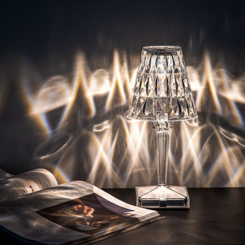 Crystal Rechargeable LED Table Lamp - Minimalist Bedside Lamp - Modern Accent Lighting - Image 2