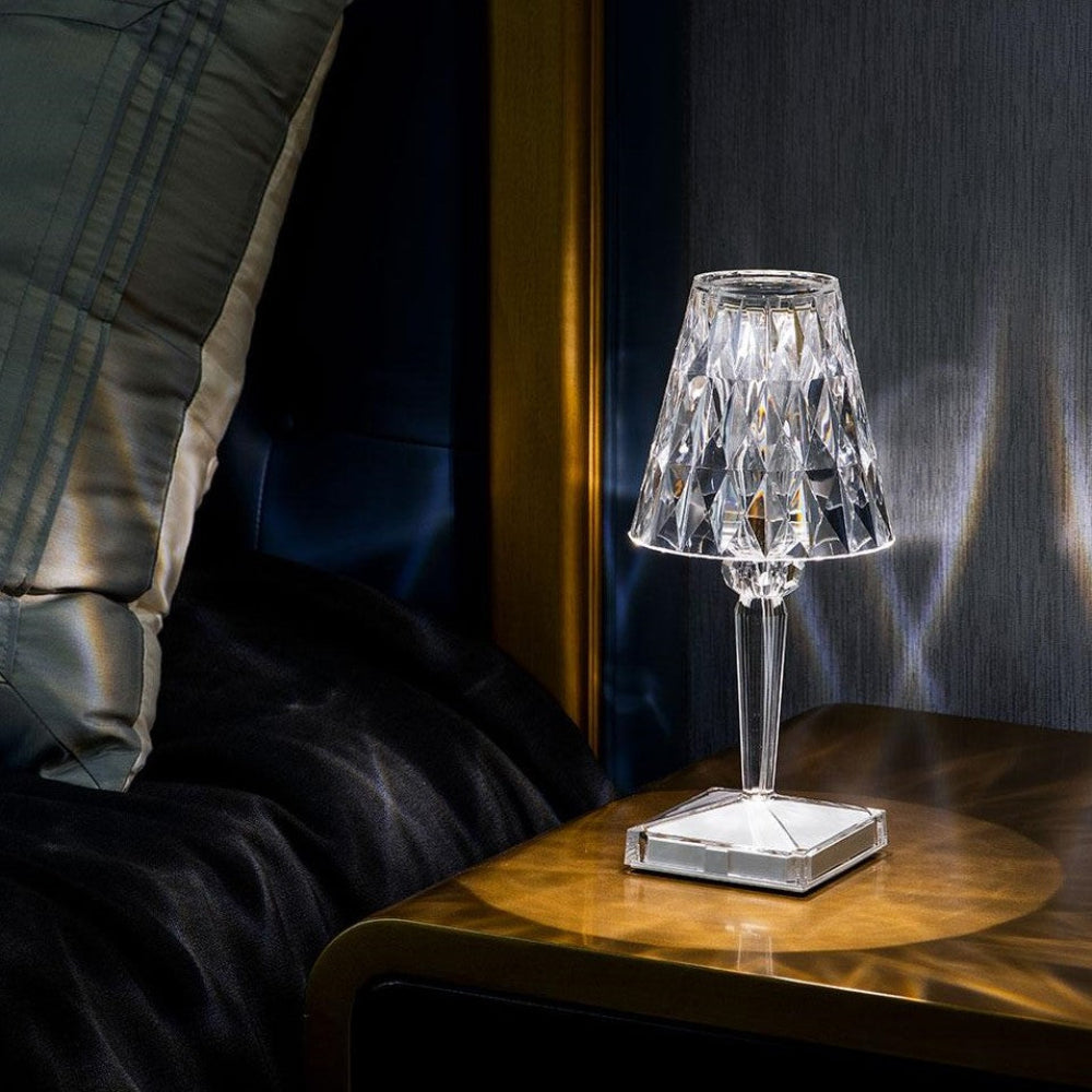 Crystal Rechargeable LED Table Lamp - Minimalist Bedside Lamp - Modern Accent Lighting - Image 3