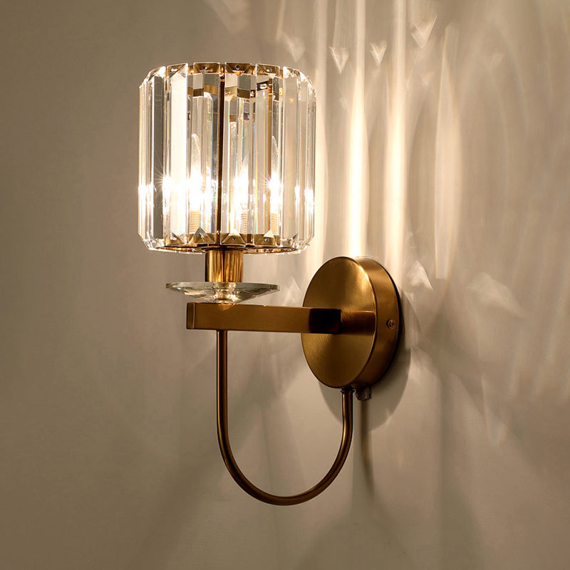Crystal Wall Lamp - Gold Finish - Modern Cylinder Sconce - Living Room Lighting - Image 2
