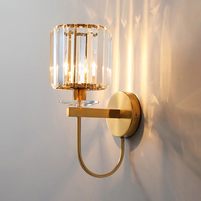 Crystal Wall Lamp - Gold Finish - Modern Cylinder Sconce - Living Room Lighting - Image 4