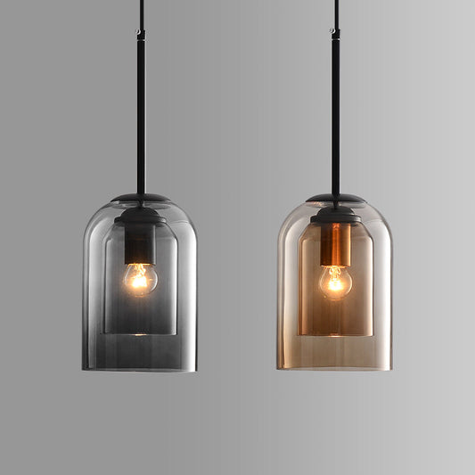 Cylinder Glass Pendant Light - Modern Style Hanging Lamp - Adjustable Height - Image 1
