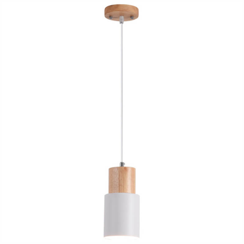 Cylinder Pendant Light - Nordic Style - Wood & Iron Accent Lighting - Image 1