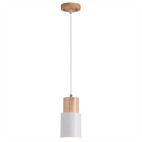 Cylinder Pendant Light - Nordic Style - Wood & Iron Accent Lighting
