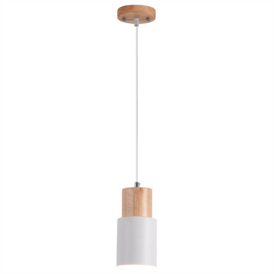 Cylinder Pendant Light - Nordic Style - Wood & Iron Accent Lighting - Image 1