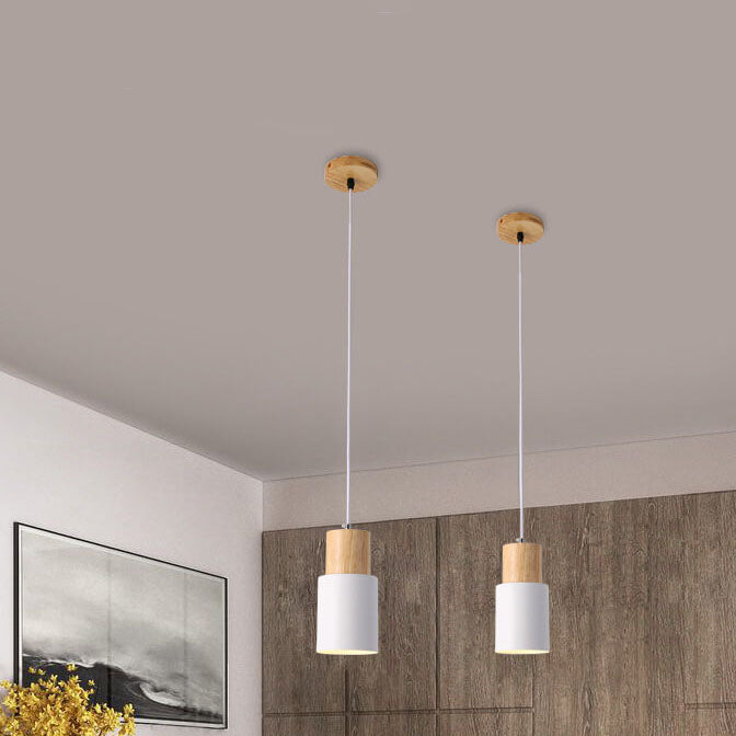 Cylinder Pendant Light - Nordic Style - Wood & Iron Accent Lighting - Image 4