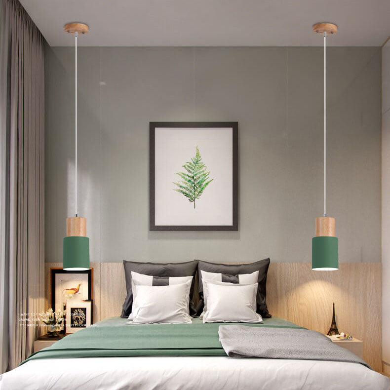 Cylinder Pendant Light - Nordic Style - Wood & Iron Accent Lighting - Image 5
