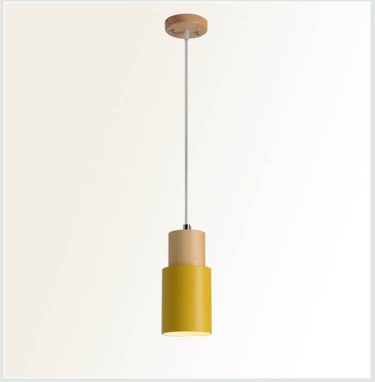 Cylinder Pendant Light - Nordic Style - Wood & Iron Accent Lighting - Image 6