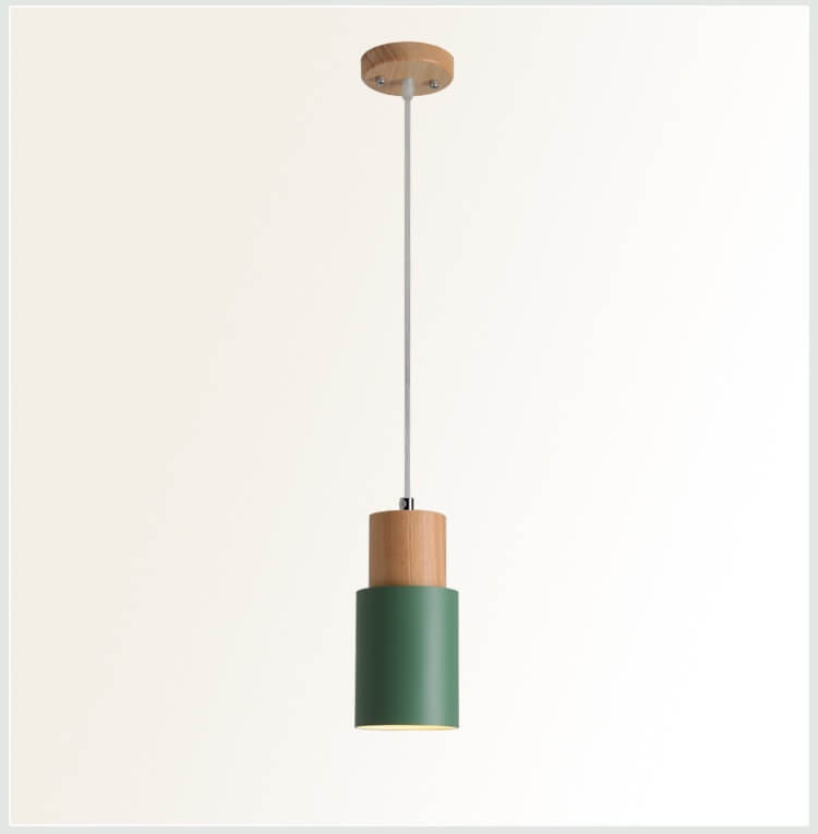 Cylinder Pendant Light - Nordic Style - Wood & Iron Accent Lighting - Image 7